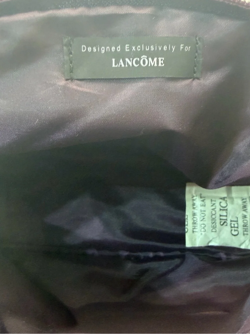 Lancome Plum Curved Satin Zip Pouch